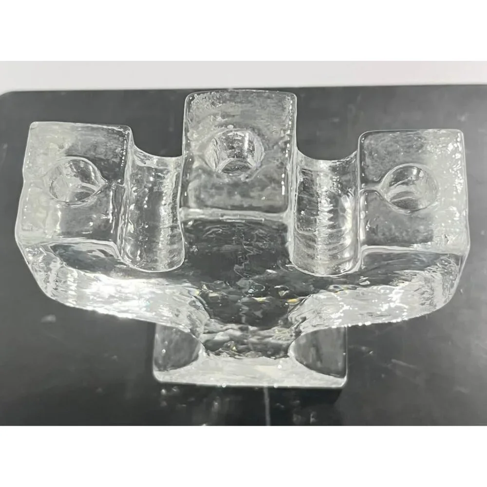 MCM Pukeberg clear candle holder, designed by Staffan Gellerstedt